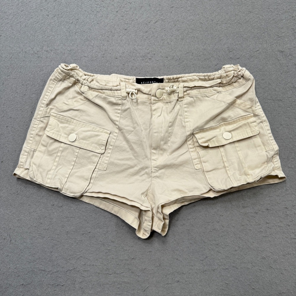 Aeropostale Booty Shorts Women's Small Beige Low Rise Utility Cargo Summer